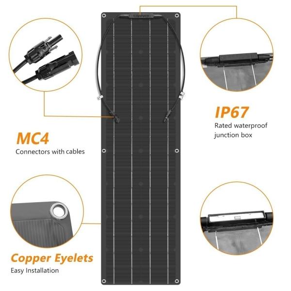 400W�����^���z���p�l���[�d��12V-24V ETFE�P�����h���t���L�V�u���\�[���[�p�l�� (2��200W) 40A�`���[�W�R�� �g���[���[�t�� ���i�摜3