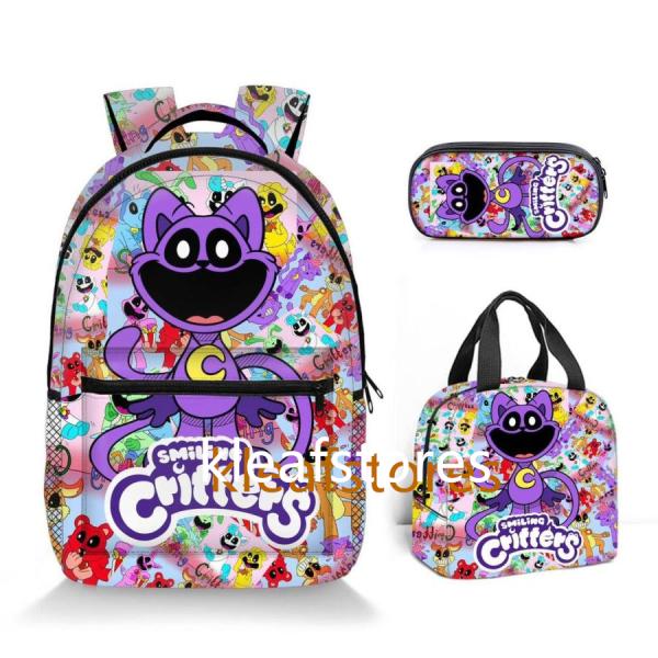 3点セット ポピープレイタイム キャットナップ チャプタ 学生用 大容量 軽量 防水 リュックサック バックパック 通学 通勤 短期旅行