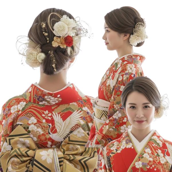 髪飾り 白無垢 赤 ソラフラワー 神前式 結婚式 成人式 振袖 前撮り 卒業式 和装 ヘアアクセ 3401