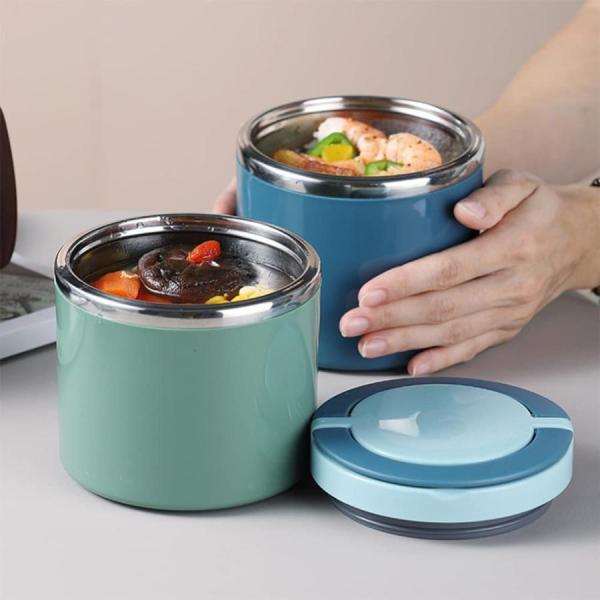 ランチジャー 保温弁当箱 丼型 大容量 ステンレス鋼製 保冷 保温 丼ぶり型 持ち運び便利  通勤 通学 男女兼用 サーマルスープカップ ハンドル付き 1000ml