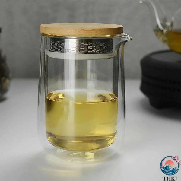 ダブルウォールカラフェ 約300ml 二層断熱 結露しにくい ガラス コーヒーサーバー  ダブルウォールグラス 耐熱ガラス ティーポット ワンタッチ リーフポ