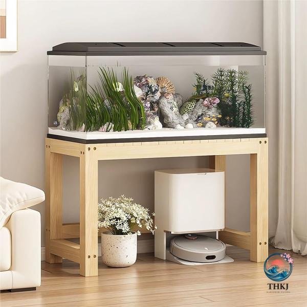 ? 【高品質の無垢材素材】この水槽台は天然の無垢材と極厚の木製脚で作られています。ほとんどの水槽に適しており、通常のプラスチック製または薄い金属フレームの水槽棚よりも安定性と耐久性に優れています。あなたの水槽に安心を。? 【様々な水槽サイズ...