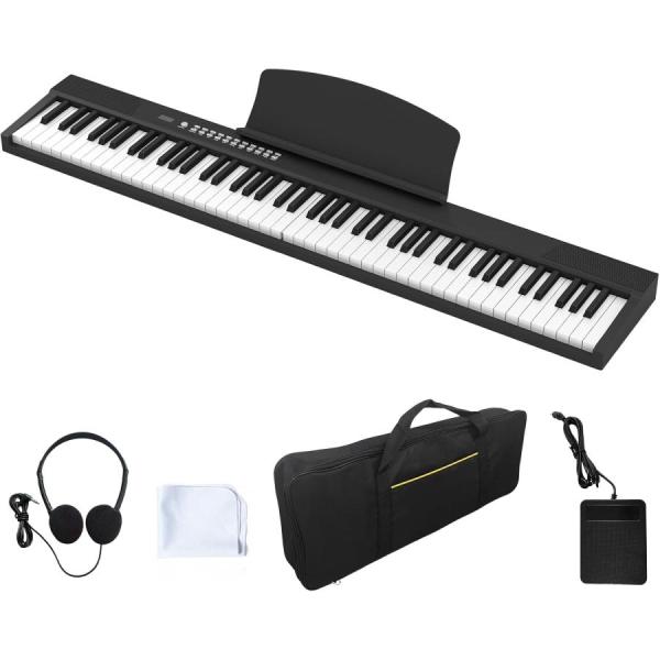 電子ピアノ 88鍵盤 折りたたみキーボード ピアノ piano 折り畳みピアノ 軽量 携帯便利 Bluetooth MIDI対応 子供 初心者 練習 日本語説明書 ブラック ピンク