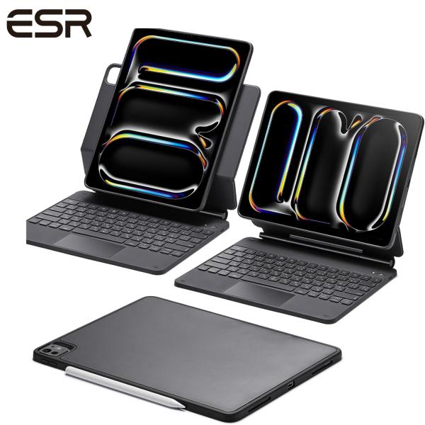 ESR iPad Pro 13/11インチ M4 2024 キーボード付きケース 簡単セット磁気スタンド付き 縦向きモード 横向きモード 脱着可能保護ケース Rebound 360 ESR iPad Pro 13/11インチ M4 2024 キーボード付きケース 簡単セット磁気スタンド付き 縦向きモード 横向きモード 脱着可能保護ケース Rebound 360