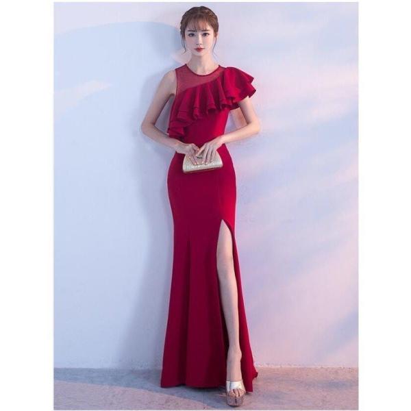 ■胸もとと背中部分を派手に魅せるドレス■マーメイドドレスは女性ならではの愛しい曲線を完ぺきに演じる■大胆なスリット設計は美脚をに演じる素材：ポリエステル、その他サイズ：単位約S:?総丈135cm ? バスト82cmウエスト70cmM:?総丈...