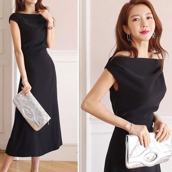 黒ワンピースミモレ丈30代40代パーティー二次会お呼ばれフォーマルボートネックロングワンピースレディース21夏新作 Q Vyjca510 ニットknit 通販 Yahoo ショッピング