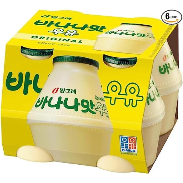 韓国オリジナル バナナ牛乳６本セット　韓国 珍しい 飲料水 昔 懐かしい 飲料水 乳製品 バナナ ウユ 韓国 雑貨 人気 お中元 お歳暮