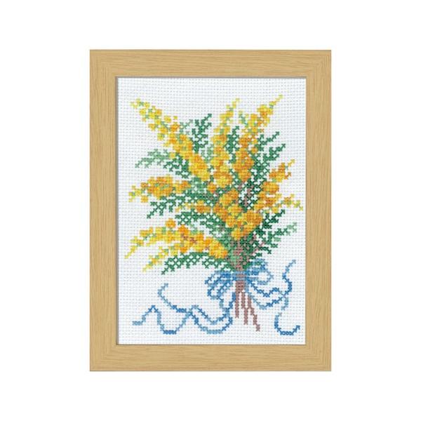オリムパス　刺しゅう　12ヶ月の花フレーム　2月ミモザ（クロスステッチ）【刺繍キット】