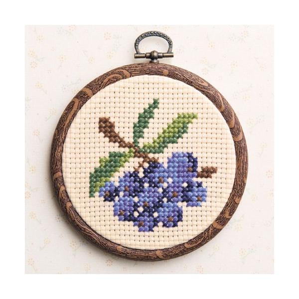 オリムパス　クロスステッチ刺しゅうキット　プチフープ　ブルーベリー（フープ付）【刺繍キット】