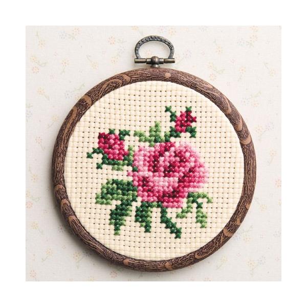 オリムパス　クロスステッチ刺しゅうキット　プチフープ　バラ（フープ付）【刺繍キット】