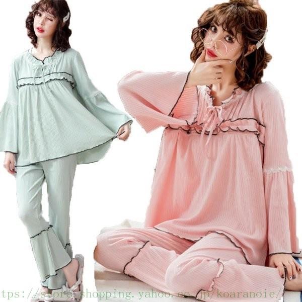 マタニティーパジャマ 授乳服 春秋 長袖 マタニティーパジャマ 綿大きいサイズ 妊娠 上下セット 授乳口付き ルームウェア 部屋着 ママ Sagaretxe Net