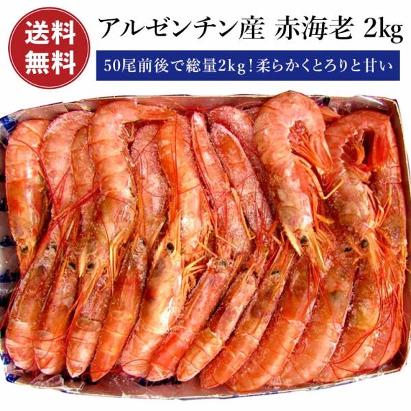【送料無料】アルゼンチン産 有頭赤海老 2kg（50尾前後）【えび エビ 海老】
