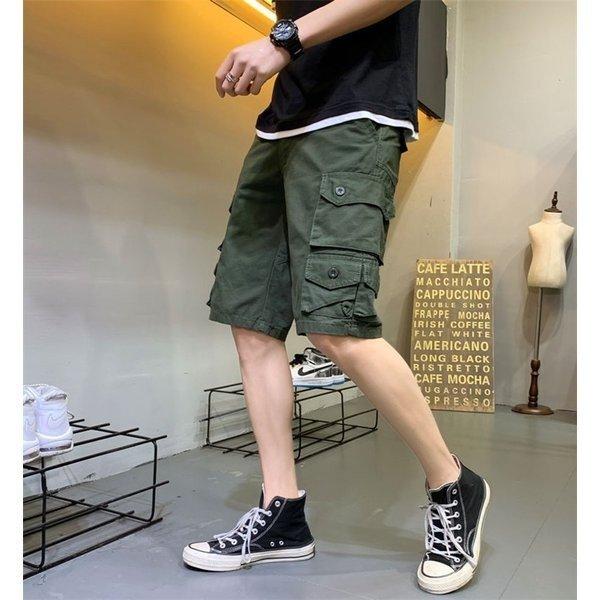 カーゴパンツ メンズ 作業着 KL 夏 太め ミリタリー ショートパンツ ハーフパンツ 作業ズボン 無地 ゆったり カジュアル 半パン