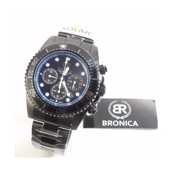 ブロニカ スポーツ防水 ６０分計クロノグラフ ソーラー腕時計 ブラック  ＢＲ８２１ＢＮＶ