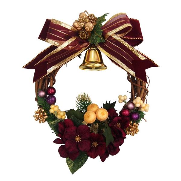 お洒落な街の神戸でデザイナーによって１つ１つ丁寧に手作りされている非常に珍しく希少な国内生産品です。2019年新作の20cmツルリースが登場しました。ベルが実際に揺らすとリンリン鳴る大人気商品！クリスマスにピッタリの色、バーガンディのシック...