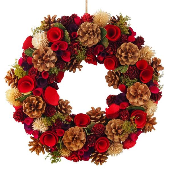 定番のレッドカラーにグリーンリーフを使用したナチュラルリースです。お部屋に、玄関に…お好きな場所に飾ってお楽しみください。ご自宅用としてもギフト用としても人気です。お部屋に飾るだけで、インスタ映えの写真が撮れること間違いなしです。クリスマス...