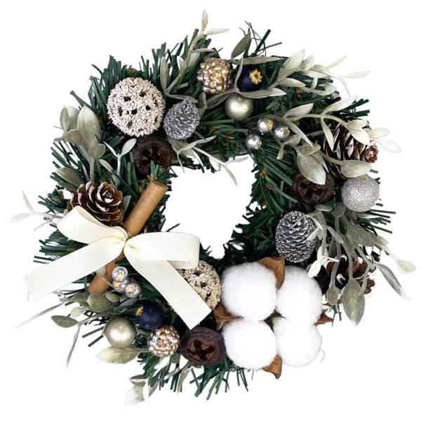 お洒落な街の神戸でデザイナーによって１つ１つ丁寧に手作りされている非常に珍しく希少な国内生産品のクリスマスリース小柄でどこにでも飾りやすい15cmサイズのレッド色ですお家の玄関やお部屋、お店ショップに飾ってクリスマスムードを広げるのにピッタ...