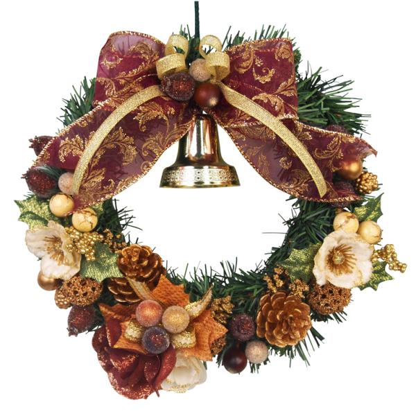 お洒落な街の神戸でデザイナーによって１つ１つ丁寧に手作りされている非常に珍しく希少な国内生産品のクリスマスリースです。1年を通して人気のお花ローズが中央に配され、その周りには実物や松笠がたっぷりと付いています。実物にはラメが付いていて、キラ...