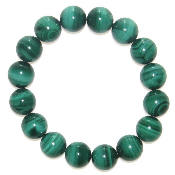AAA 縞模様が美しいマラカイト(孔雀石) 14mm ブレスレット
