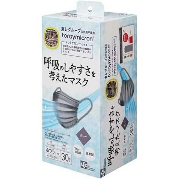 他サイト： 【送料無料】 レック株式会社 呼吸のしやすさを考えた マスク　ふつうサイズ　グレー 30枚入 【RCP】【△】の商品画像