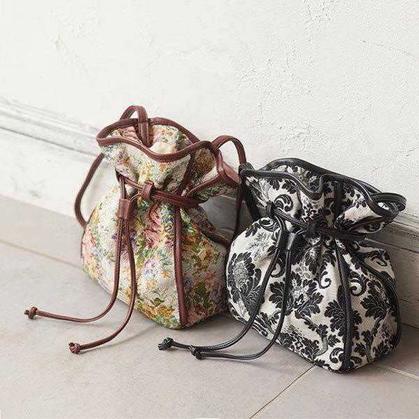 バッグ 巾着バッグ ショルダーバッグ 花柄 レディース コンパクト ゴブラン アラベスク B1387 神戸レタスkobelettuce 通販 Paypayモール