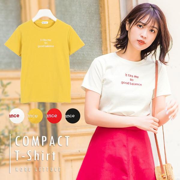 Tシャツ レディース トップス インナー 半袖 刺繍 ロゴ ちびt コンパクト シンプル C3748 神戸レタスkobelettuce 通販 Paypayモール