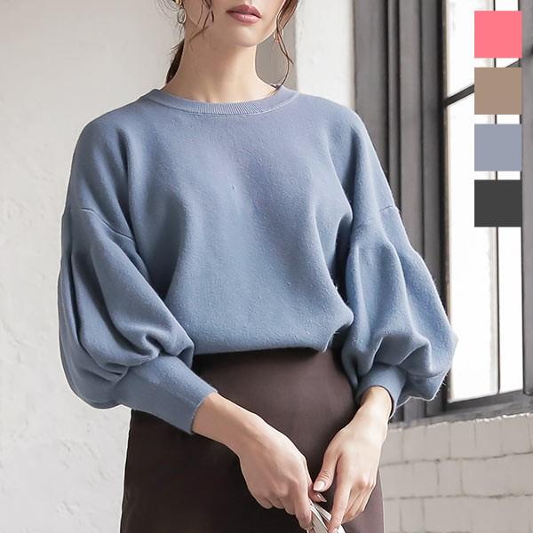 ニット レディース トップス 秋冬 大人 可愛い 暖かい ボリューム袖 バルーン袖 黒セーターc4244 神戸レタスkobelettuce 通販 Paypayモール