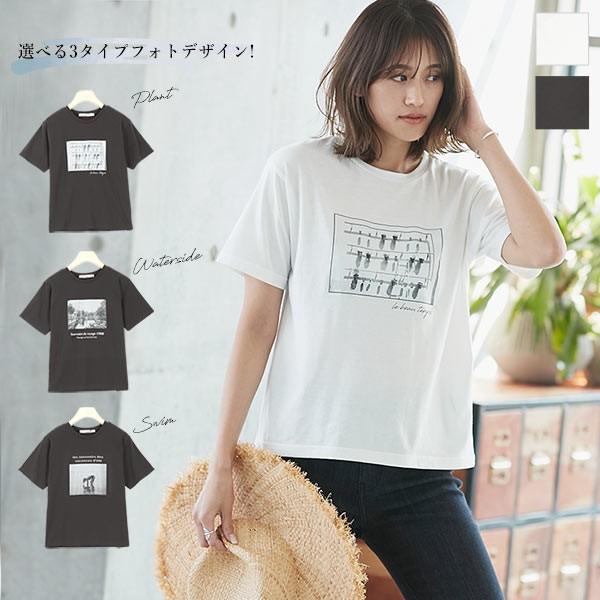 Tシャツ レディース トップス 半袖 フォトプリント Tシャツ フォトプリント柄 夏 C4477 神戸レタスkobelettuce 通販 Paypayモール