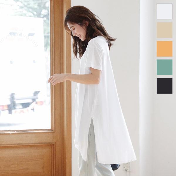 Tシャツ チュニック 夏 サイドスリット シンプル 体型カバー 大人 ビックシルエット レディース トップスc4724 神戸レタスkobelettuce 通販 Paypayモール