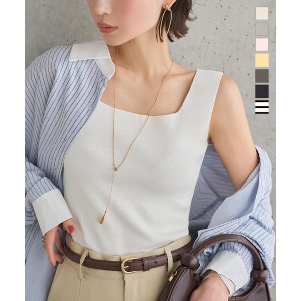 ノースリーブ ニット トップス レディース インナー 夏 スクエアネック 重ね着 シンプル C4794 神戸レタスkobelettuce 通販 Paypayモール