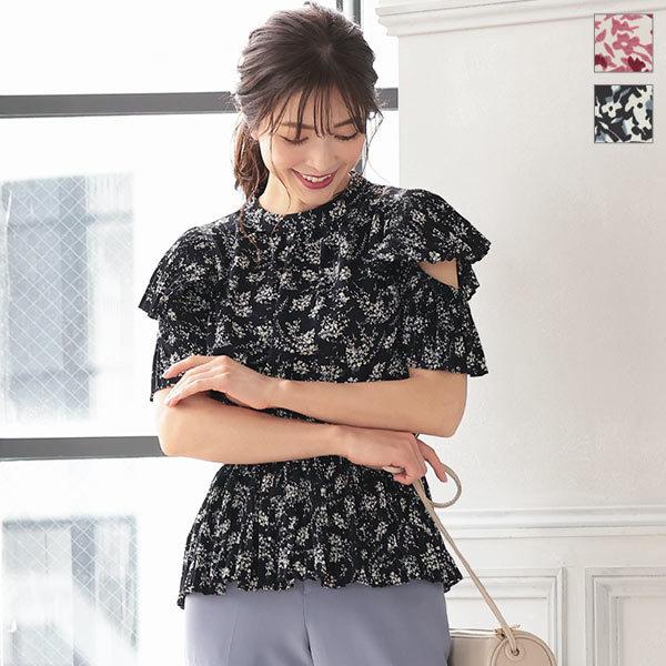 KOBE LETTUCE（神戸レタス） ブラウス 花柄 半袖 プリーツ 春夏 大人