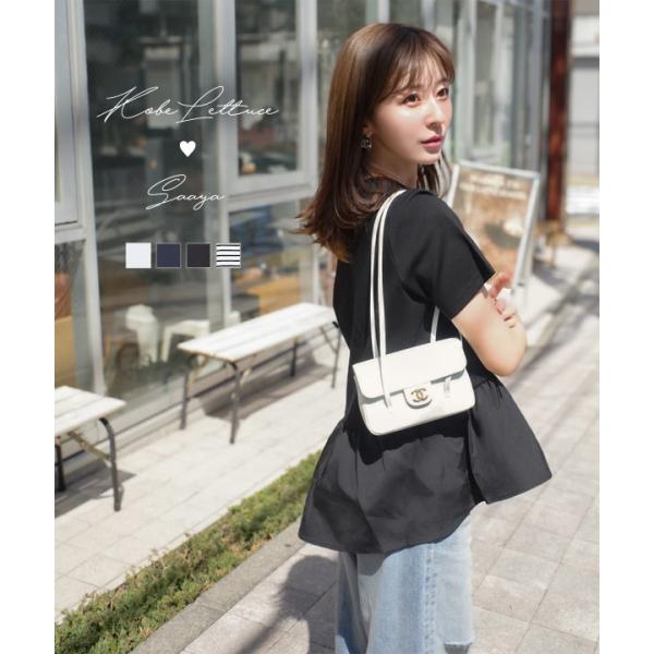 フェミニン 水野佐彩さんコラボ ペプラムフレアドッキングTシャツ レディース フリル ギャザー ペプラム Tシャツ C6035