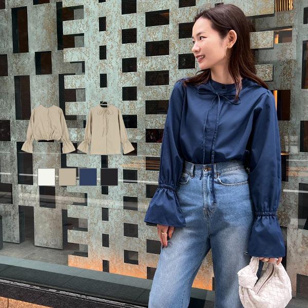 ブラウス シャツ レディース 秋 Maiさんコラボ キャンディースリーブ チュニック リボン 選べる2タイプ 前後2way C6040 C6040 神戸レタスkobelettuce 通販 Yahoo ショッピング