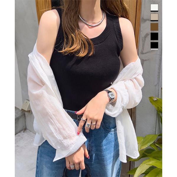 karry アメリカンスリーブ ニットトップス(黒) KARRY American sleeve tank ブラック - メルカリ