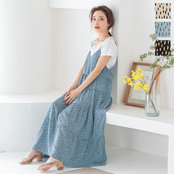 ワンピース レディース 春 夏 ゆったり キャミワンピース ティアード アジャスター E2673 神戸レタスkobelettuce 通販 Paypayモール