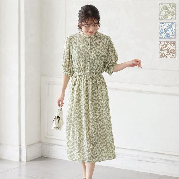 ワンピース レディース 花柄 ゆったり 体型カバー フレア レトロ ロング E2745 神戸レタスkobelettuce 通販 Paypayモール
