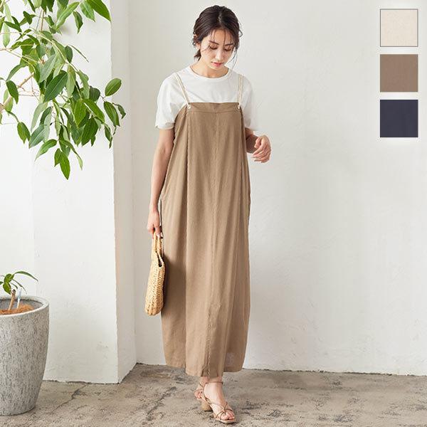 ジャンスカ ジャンパースカート レディース 夏 ゆったり 体型カバー ロープストラップ バックゴム E2816 E2816 神戸レタスkobelettuce 通販 Yahoo ショッピング