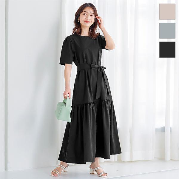 ワンピース レディース 半袖 夏 春 ティアードワンピース フリル  