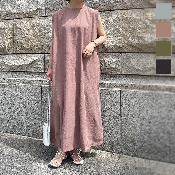 ワンピース レディース ロング 夏 プチレタス 低身長 ノースリーブ 二の腕隠し 大人 ウエストマーク リボン 062送料無料 062 神戸レタスkobelettuce 通販 Yahoo ショッピング