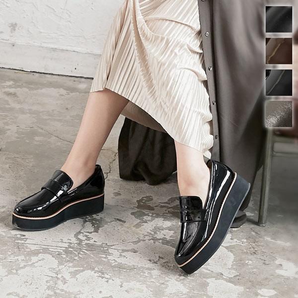 ローファー レディース シューズ 靴 プラットフォーム 厚底 I1909 神戸レタスkobelettuce 通販 Paypayモール