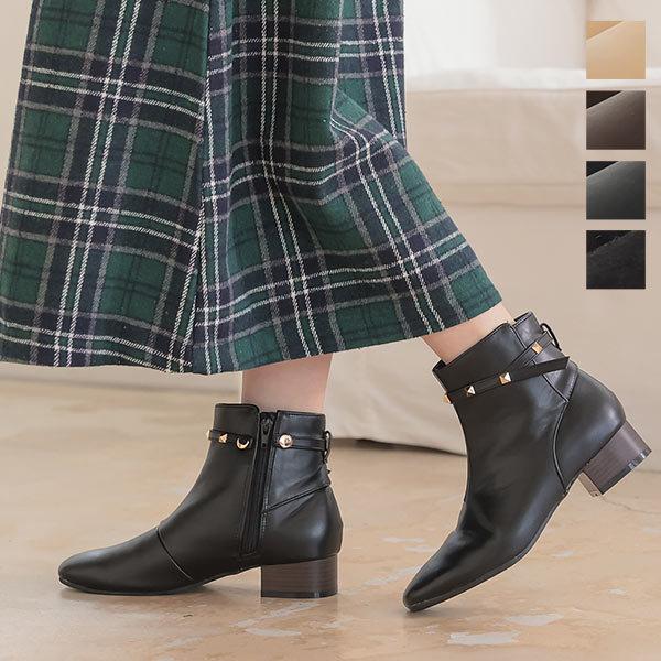 ブーツ ショートブーツ レディース 秋冬 ベルト シューズ リボン スタッズ I2217 I2217 神戸レタスkobelettuce 通販 Yahoo ショッピング