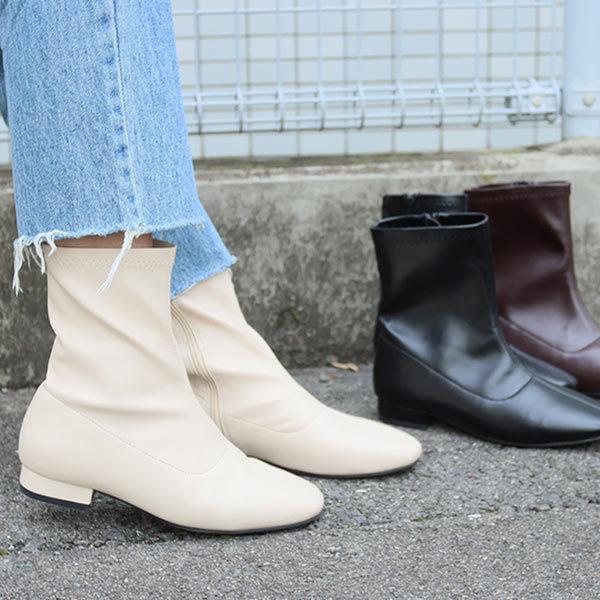 ブーツ レディース 冬 シューズ ストレッチ フラットシューズ 靴 ローヒール ミドルブーツ 歩きやすい I2400 I2400 神戸レタスkobelettuce 通販 Yahoo ショッピング