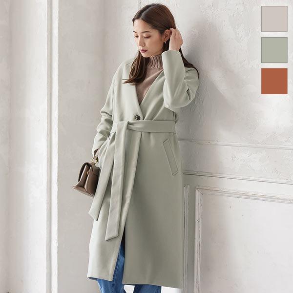 コート レディース アウター 冬 ロングコート ノーカラー リボン スリット きれいめ 着回し K1053 神戸レタスkobelettuce 通販 Paypayモール