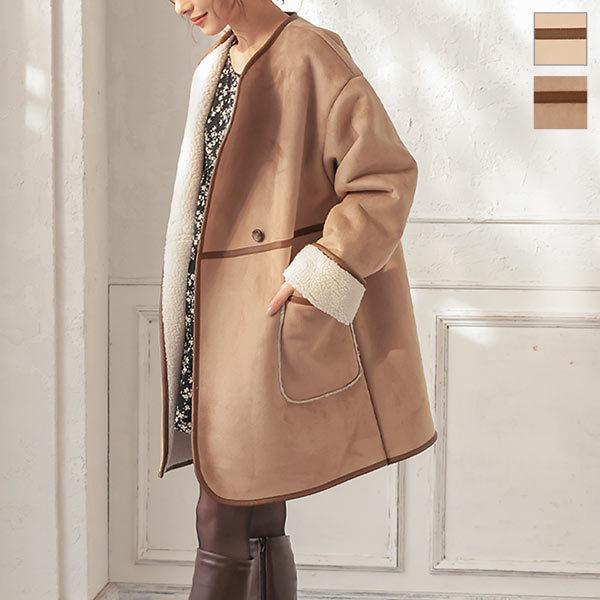 コート レディース アウター ノーカラーコート 秋冬 ボア 長袖 暖かい ゆったり K943 神戸レタスkobelettuce 通販 Paypayモール