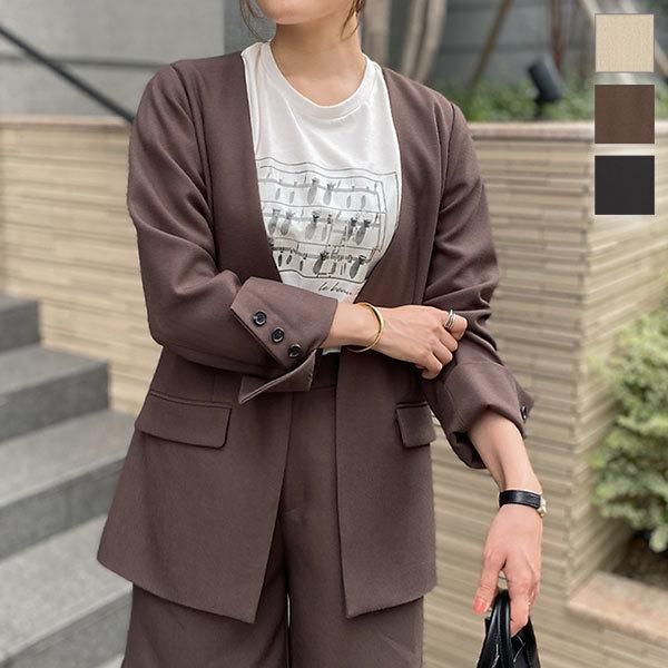 セール ジャケット レディース 秋 アウター 長袖 羽織り ウォッシャブル ノーカラー バックスリット きれいめ K970 神戸レタスkobelettuce 通販 Paypayモール