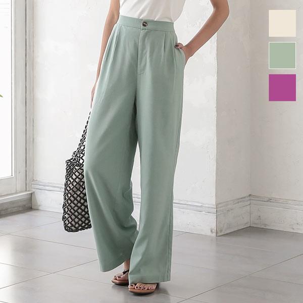 ワイドパンツ リネンタッチ バックウエストゴム ストレートパンツ ベーシック 夏 涼しい 麻 綿 ボトムス レディース M2893 神戸レタスkobelettuce 通販 Paypayモール