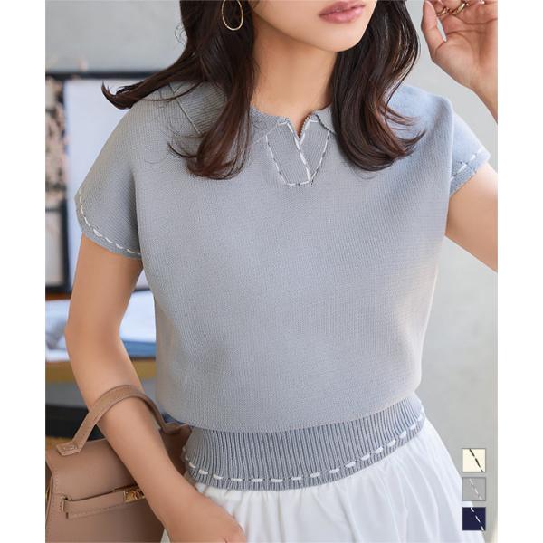 KOBE LETTUCE ポロニット レディース トップス 半袖 フレンチ