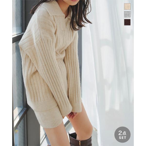 スキッパーニット×ショートパンツセットニットセットアップでオシャレ可愛く冬の装いをアップデート。スキッパーニットとショートパンツの合わせるだけでコーデを完成させてくれる嬉しい2点セット。セットで着ても単品使いでも幅広い着回し楽しめる一着です...