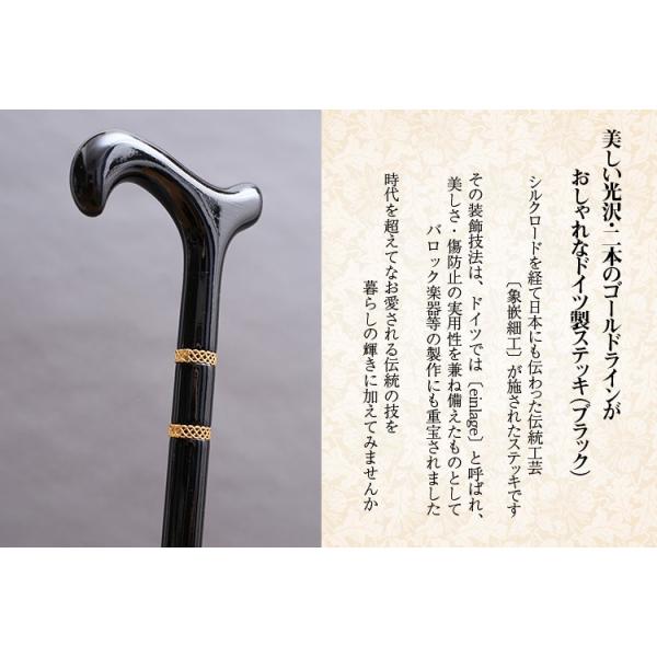 美しい光沢 ２本のゴールドラインがおしゃれなステッキ 黒染木材 杖 つえ ステッキ おしゃれ 木製 男性 女性 高級 かっこいい かわいい 介護 Buyee 日本代购平台 产品购物网站大全 Buyee一站式代购 Bot Online
