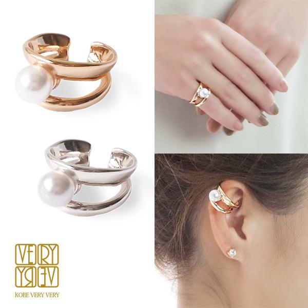 イヤーカフ リング 2way ☆ 送料無料 一粒パール 金属アレルギー